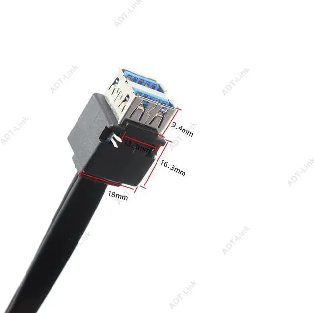 Alt view image 4 of 6 - Misskit USB 3.0 Cable High Speed 20Pin 2 Port USB3.0 Hub USB 3.0 Front Panel Adapter Cable with Fixed Foot for PC Desktop Computer Black