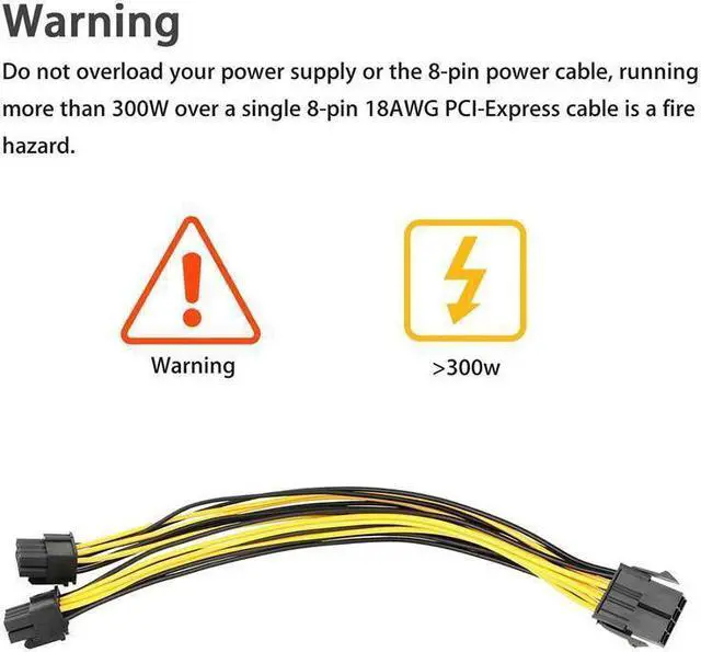 Alt view image 5 of 6 - Misskit 5-Pack PCI-E 8Pin to 2X 8 Pin (6+2) Power Splitter Cable for PCIE PCI Express Image Card Y - Splitter Extension Cable 18AWG(40cm/15.74")