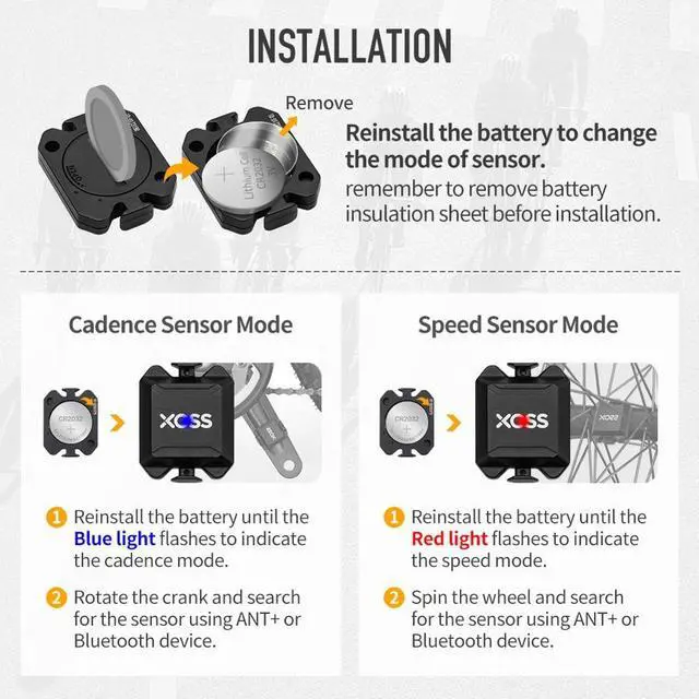 Alt view image 5 of 7 - XOSS Cycling Computer Speedometer Speed and Cadence Dual Sensor ANT+ Bluetooth Road Bike MTB Sensor For GARMIN iGPSPORT Bryton