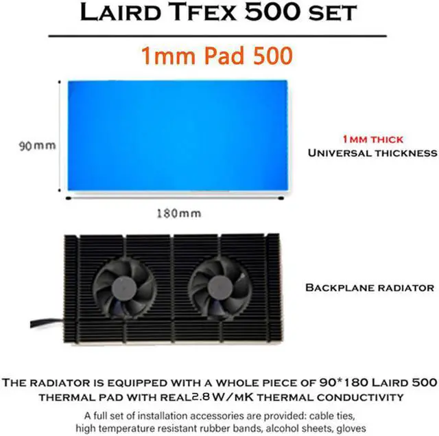 Alt view image 2 of 7 - Amify Aluminum GPU Backplane Radiator For RTX 3090 3080 3070 Series Graphics Card Backplate Memory VRAM Heatsink Cooling Fan PWM With 1mm Laird Tflex 500 Thermal Pad