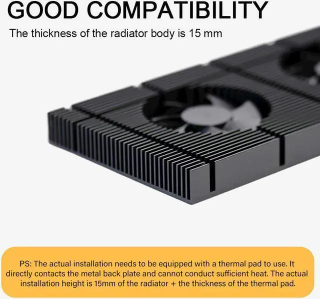 Alt view image 3 of 7 - Amify Aluminum GPU Backplane Radiator For RTX 3090 3080 3070 Series Graphics Card Backplate Memory VRAM Heatsink Cooling Fan PWM With 1mm Laird Tflex 500 Thermal Pad