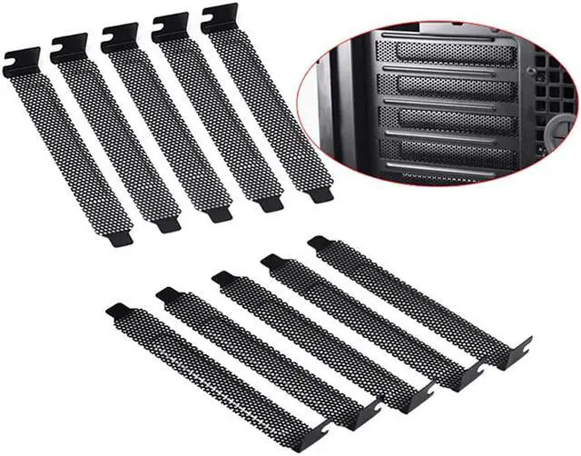 Alt view image 4 of 4 - Misskit 10pcs/pack Black Hard Steel Dust Filter Blanking Plate PCI Slot Cover With Screws