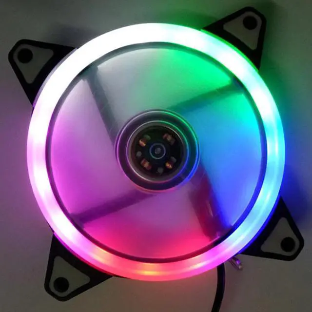 Alt view image 2 of 6 - 120mm LED Cooling Fan 12V 4Pin to 3Pin RGB Ultra Quiet Computer PC CPU Cooler NC99