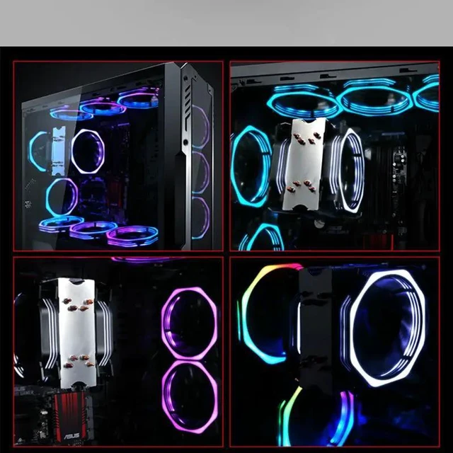 1PC 12cm Double Aperture Multi colored Silent LED Computer Case PC ...