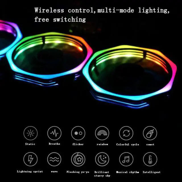 Alt view image 6 of 6 - 120mm Colorful RGB LED Cooling Fan Computer PC Host Chassis Cooler Fans With 11 Fan Blades Ultra Quiet