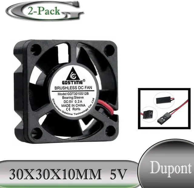 Main image of 2PCS DC 5V 30x30x10mm 3cm Mini Dupont 30mm 30mmx30mmx10mm DC Brushless Cooling Cooler Fan