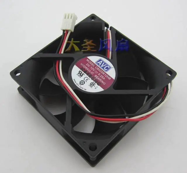 Alt view image 3 of 3 - For AVC C8025R12HB 8025 80mm DC 12V 0.25A chassis cooling fan motherboard 3P plug