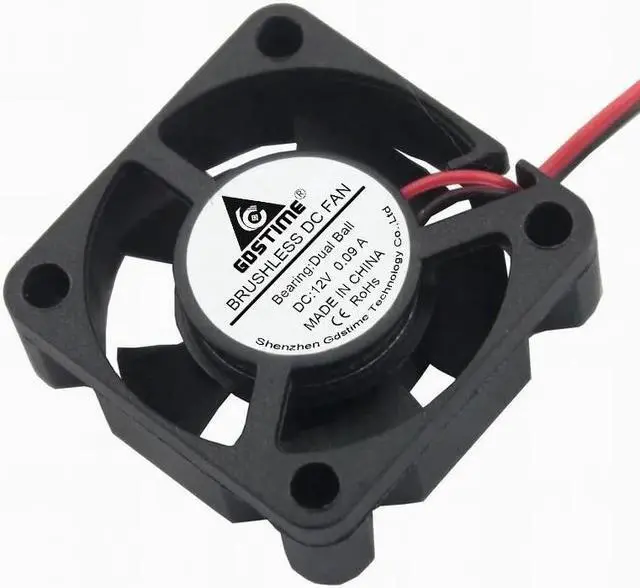 Alt view image 5 of 6 - 2 pcs 2.0 2Pin 30mm x 10mm DC 12v Ball Bearing 30x30x10mm Brushless Cooling Fan Mini Cooler High Speed