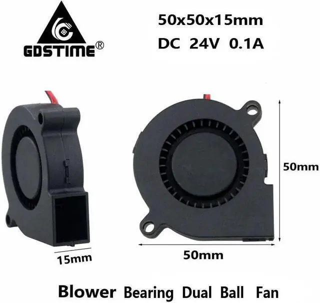 Alt view image 2 of 6 - 1 PCS 24V 3D Printer 50x50x15mm DC Cooling Blower Fan 50mm x 15mm Dual Ball Bearing 1Meter Wire Brushless Radiator 5015
