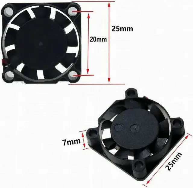 Alt view image 6 of 6 - 2 pcs 5V 2507 25mm Mini PH2.0 Brushless DC Cooling Fan 25x25x7mm 2.5cm Computer CPU 3D printer Cooler