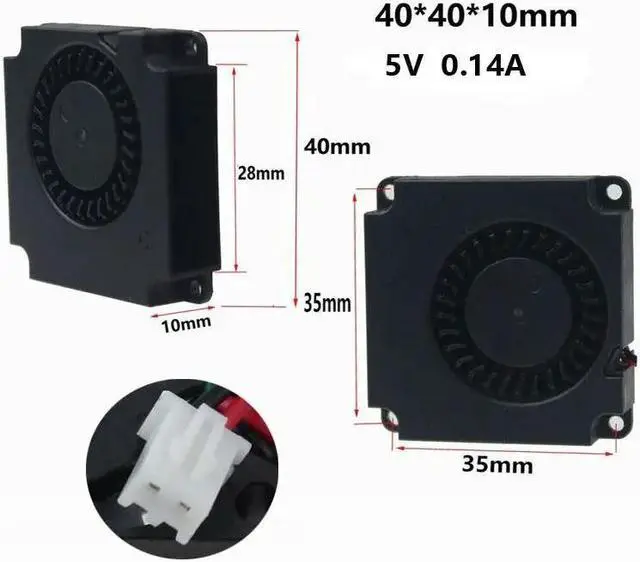 Alt view image 4 of 6 - 2PCS Turbo Fan Blower Cooling Fan 4010 DC 5V 40mm x 40mm x 10mm for 3D Printer