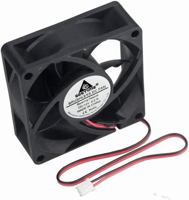 Alt view image 2 of 6 - 2 Pcs 2Pin 70mm x 25mm PC Case Cooling Fan 12V Computer Case Cooler 70x70x25mm DC Brushless Cooling Fan 7cm 7025s