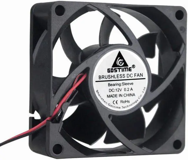 Alt view image 4 of 6 - 2 Pcs 2Pin 70mm x 25mm PC Case Cooling Fan 12V Computer Case Cooler 70x70x25mm DC Brushless Cooling Fan 7cm 7025s
