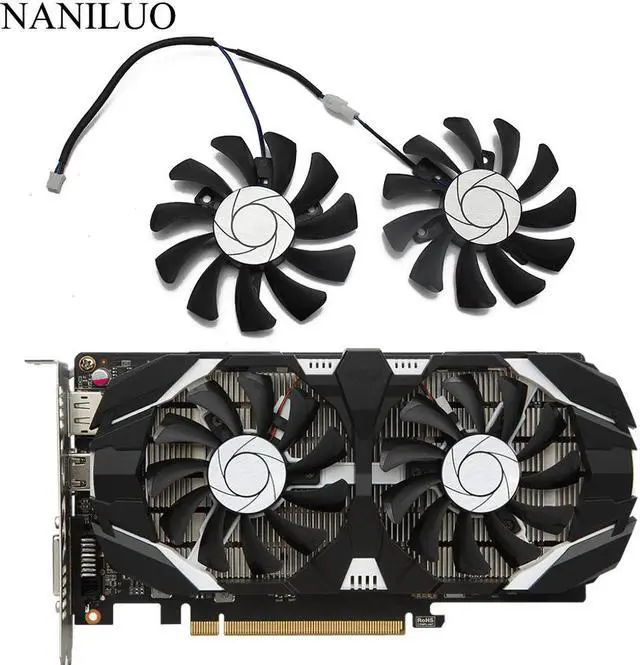 Main image of HA8010H12F Z 75MM 2Pin GTX1050 GTX1050Ti GPU Cooler DUAL Fan For MSI Geforce GTX 1050 1050TI TOC Graphic Card Cooling Fan