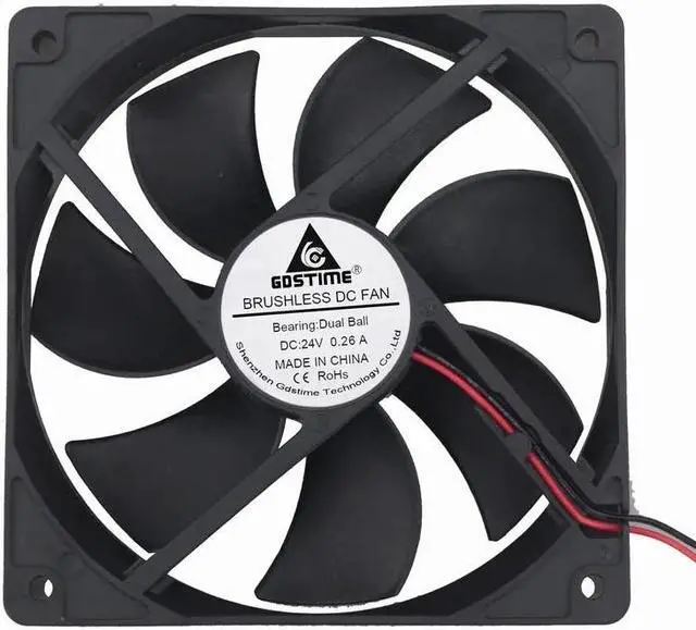 Alt view image 5 of 6 - 1 Piece 24V Ball Bearing DC Cooling Fan 120*120*25mm High Speed Computer PC Case Radiator 120mm x 25mm 2Pin 0.26A 12025