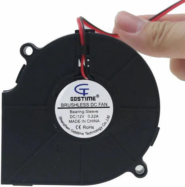 Alt view image 4 of 6 - 2 pcs 75mm x 15mm Brushless 12 V 2Pin DC Cooling Blower Fan 7515 7cm 75x15mm 7.5cm