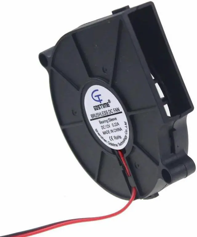 Alt view image 5 of 6 - 2 pcs 75mm x 15mm Brushless 12 V 2Pin DC Cooling Blower Fan 7515 7cm 75x15mm 7.5cm