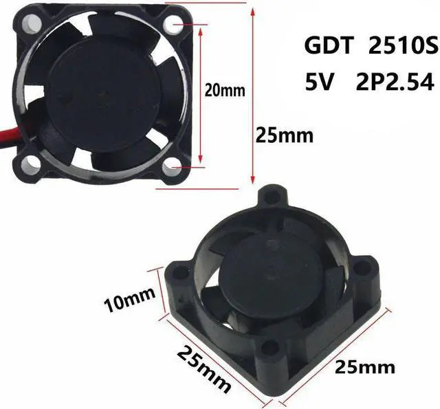 Alt view image 2 of 6 - 5 pcs 25mm x 10mm DC Fan 5V 25x25mm PC Chipset Heatsink Cooling Fan Small Radiator Cooler 2 Pin Two Wire 2510