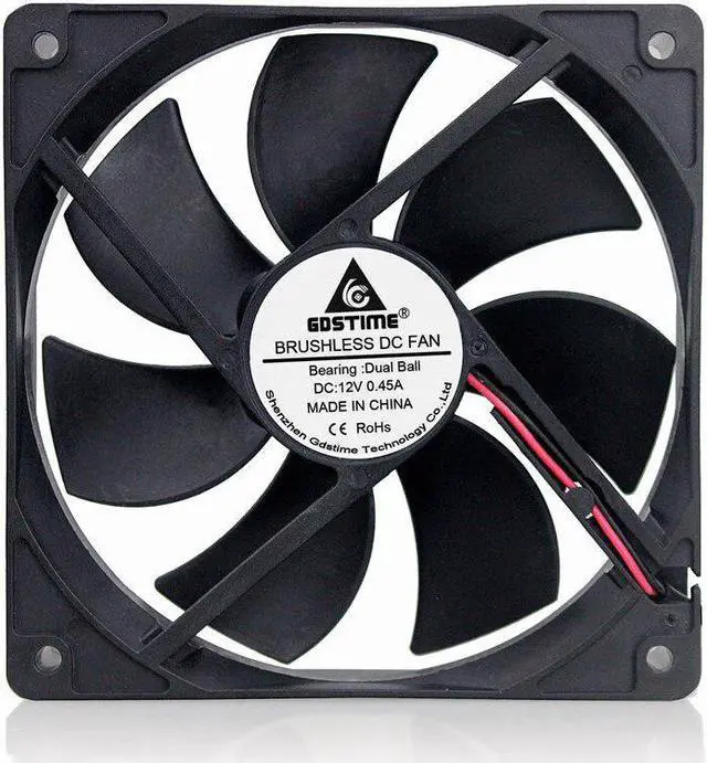 Alt view image 2 of 6 - 12V Ball 120mm 120x120x25mm Cooling Fan DC Female 5.5X2.1MM Connector Cooler Fan PC Laptop Computer Case Fan