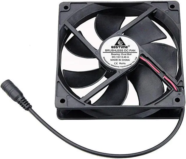 Alt view image 3 of 6 - 12V Ball 120mm 120x120x25mm Cooling Fan DC Female 5.5X2.1MM Connector Cooler Fan PC Laptop Computer Case Fan