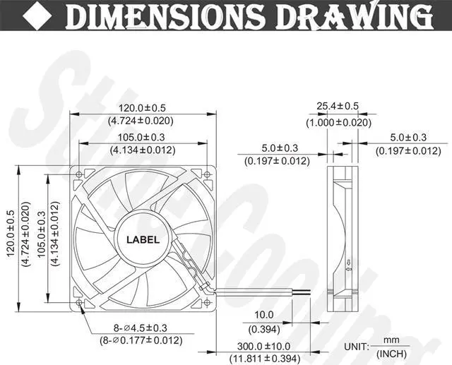 Alt view image 6 of 6 - 12V Ball 120mm 120x120x25mm Cooling Fan DC Female 5.5X2.1MM Connector Cooler Fan PC Laptop Computer Case Fan