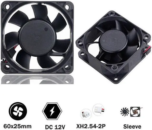Main image of 5 Pcs 6cm 60mm x 25mm Silent DC Brushless Cooling Fan 12V PC Computer Case 6025 Motor Cooler 60x60mm 12 Volt 2 Pin