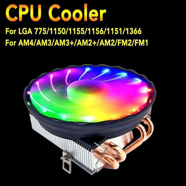 Alt view image 2 of 6 - 120mm LED RGB Fan 4 Heatpipe Radiator CPU Cooler Cooling for Intel LGA 1150/1151/1155/1156/1366/775 for AMD AM3+ AM3 AM2+ AM2