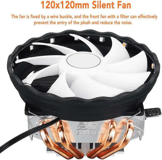 Alt view image 4 of 6 - 120mm LED RGB Fan 4 Heatpipe Radiator CPU Cooler Cooling for Intel LGA 1150/1151/1155/1156/1366/775 for AMD AM3+ AM3 AM2+ AM2