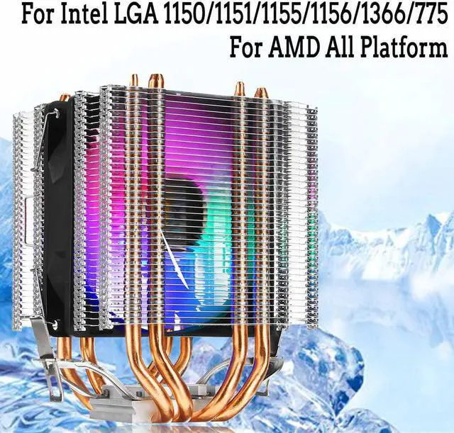Main image of RGB LED CPU Cooler Fan 4pin 4 Heatpipe Dual Tower 12V Cooler Cooling Fan Heatsink for Intel LAG 1155 1156 775 for AMD Socket AM3