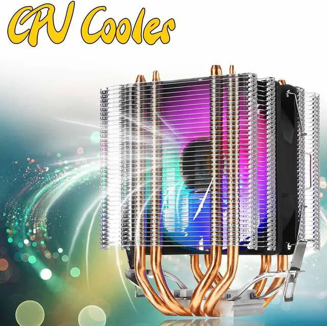 Alt view image 2 of 6 - RGB LED CPU Cooler Fan 4pin 4 Heatpipe Dual Tower 12V Cooler Cooling Fan Heatsink for Intel LAG 1155 1156 775 for AMD Socket AM3