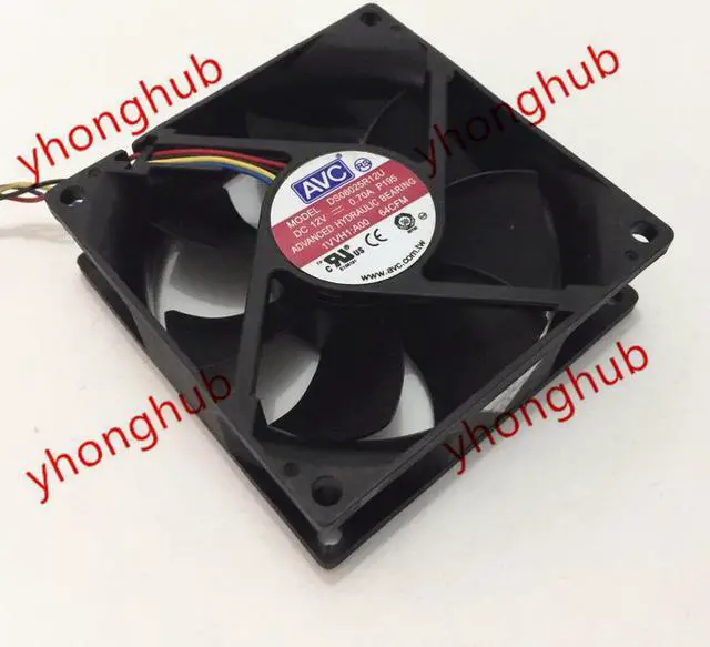 Main image of AVC DS08025R12U P195 DC 12V 0.70A 80X80X25mm 4 Wire Server Cooling Fan