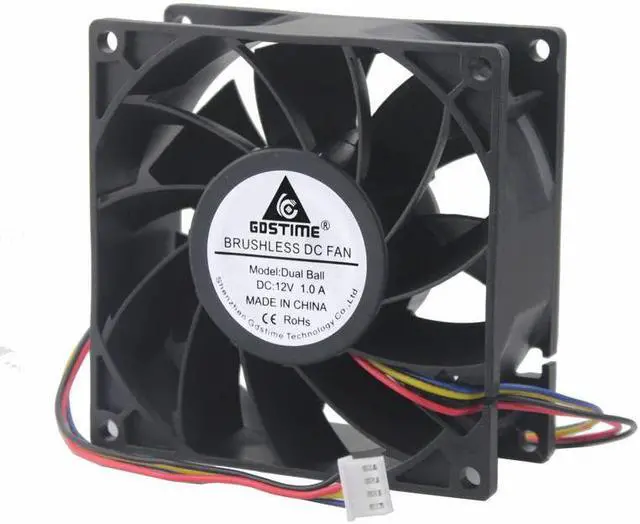 Main image of 1 Piece 92mm Dual Ball 12V PC Case CPU Radiator 9cm 9238 Brushless Computer DC Cooling Fan 90mm x 38mm 4 Pin 4 Wire