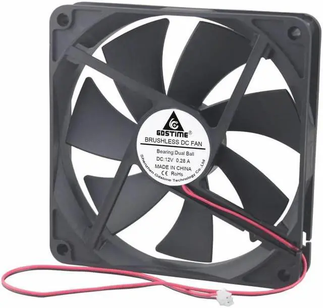 Alt view image 6 of 6 - 2 Pcs 140mm x 25mm 14cm DC 12 Volts Dual Ball Computer Case Brushless Cooler Cooling Fan 12V 140x140x25mm 2Pin 14025B