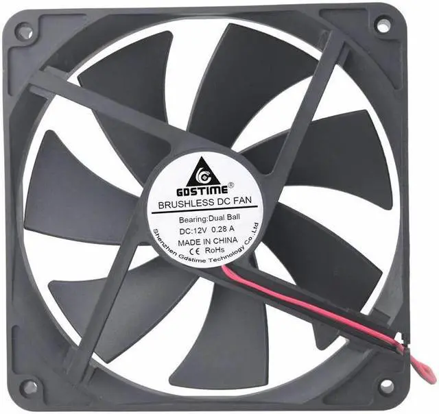 Alt view image 5 of 6 - 2 Pcs 140mm x 25mm 14cm DC 12 Volts Dual Ball Computer Case Brushless Cooler Cooling Fan 12V 140x140x25mm 2Pin 14025B