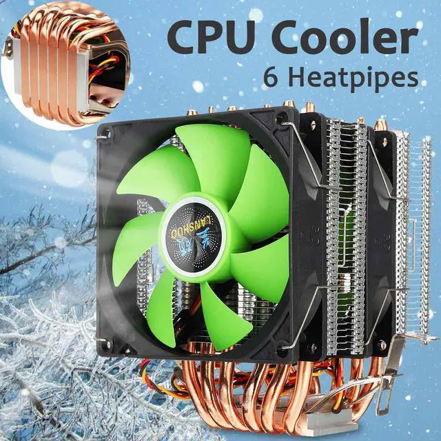 Alt view image 2 of 6 - CPU Cooler 6 Heat Pipes 3pin Dual Fan Cooler Quiet Cooling Fan Heatsink Radiator for LGA 1150/1151/1155/1156/1366/775 for AMD