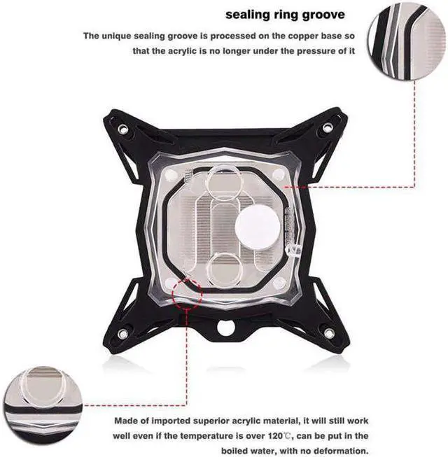 Alt view image 5 of 6 - Universal 0.3Mm Mini Computer Cpu Cooling Water Block Cooler Kit Red Copper Base For Intel Without The Quick Twist Joint