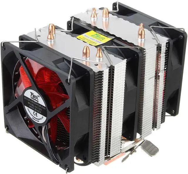 Alt view image 2 of 6 - 6 heatpipe dual tower cooling 9cm fan support 3 fans 4PIN CPU cooler 775 115X 1366 2011 AM3 AM4 FM1 FM2 Ryzen