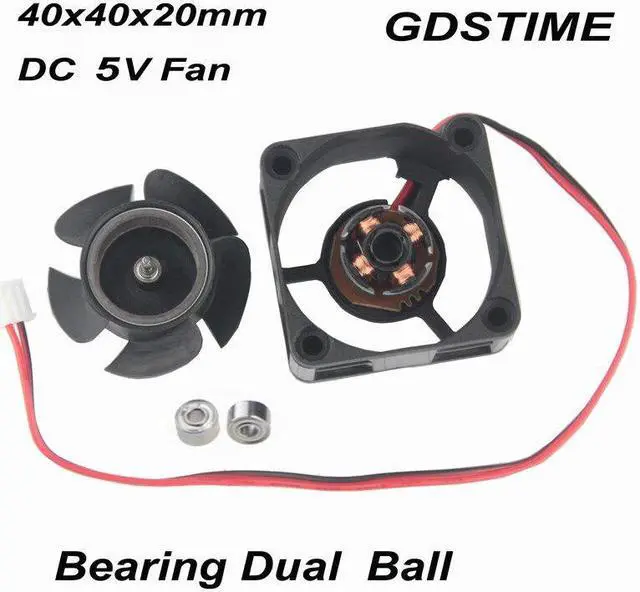 Alt view image 2 of 6 - 5 Pcs 4020 Dual Ball 5V DC Brushless Cooler 40mmx40mmx20mm Motor Heatsink Cooling Fan 40mm x 20mm 2Pin 4cm