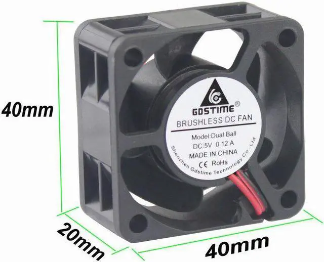 Main image of 5 Pcs 4020 Dual Ball 5V DC Brushless Cooler 40mmx40mmx20mm Motor Heatsink Cooling Fan 40mm x 20mm 2Pin 4cm