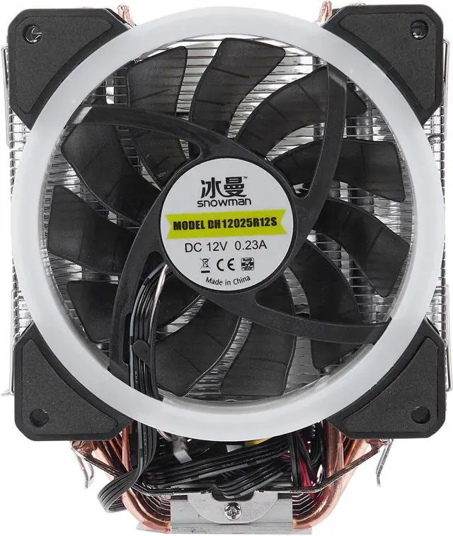 Alt view image 4 of 6 - 4PIN CPU cooler 6 heatpipe RGB LED Double fans cooling 12cm fan LGA775 1151 115x 1366 support Intel AMD