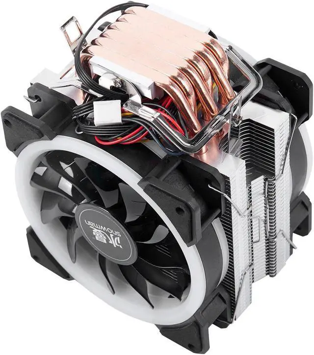 Alt view image 5 of 6 - 4PIN CPU cooler 6 heatpipe RGB LED Double fans cooling 12cm fan LGA775 1151 115x 1366 support Intel AMD