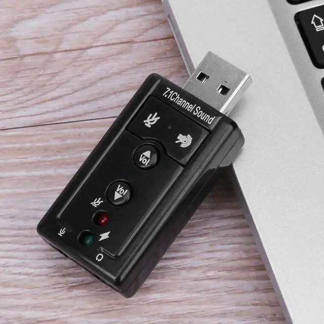 Alt view image 6 of 6 - 7.1 Virtual USB Sound Card External Audio Adapter for Desktop Laptop 3.5mm AUX Headphone Microphone Converter
