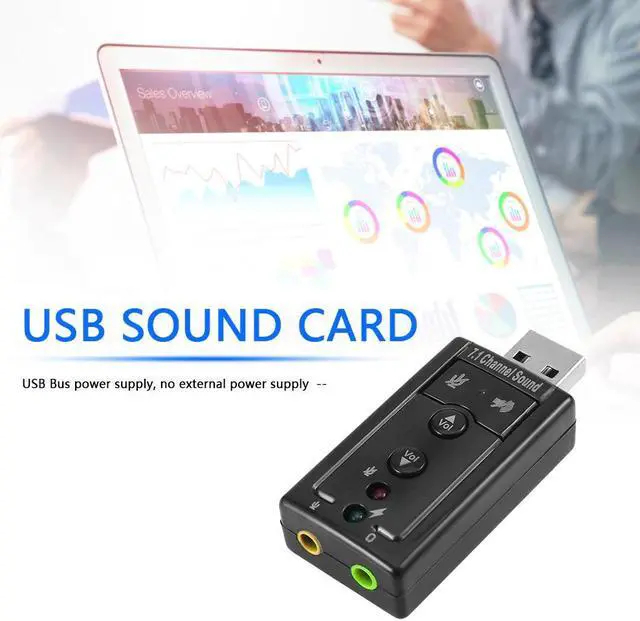 Alt view image 5 of 6 - 7.1 Virtual USB Sound Card External Audio Adapter for Desktop Laptop 3.5mm AUX Headphone Microphone Converter