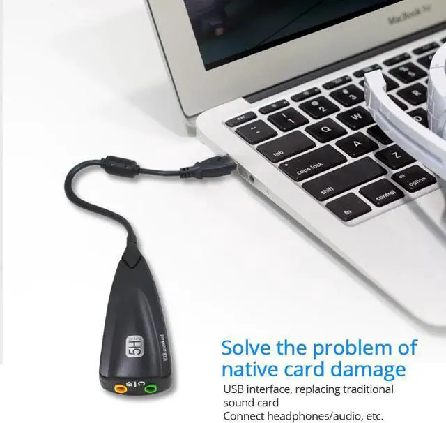 Alt view image 6 of 6 - Antimagnetic External USB Sound Card 7.1 Adapter 5HV2 3D Audio Headset Microphone 3.5mm For Laptop PC Professional
