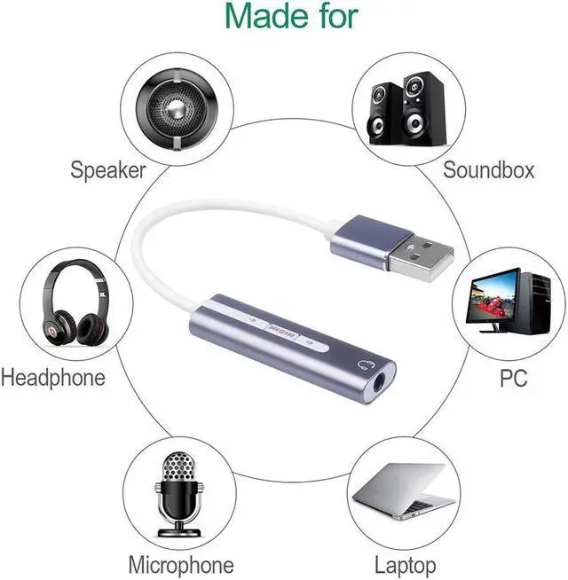 Alt view image 3 of 6 - Type C External Sound Card 2 IN 1 3.5mm USB Audio Interface Microphone Headphone Adapter for PC Laptop USB Sound Card