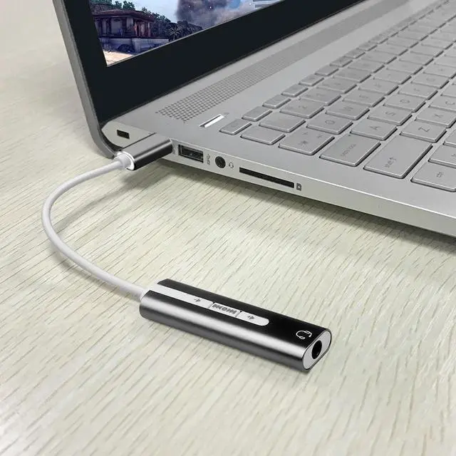 Alt view image 6 of 6 - Type C External Sound Card 2 IN 1 3.5mm USB Audio Interface Microphone Headphone Adapter for PC Laptop USB Sound Card