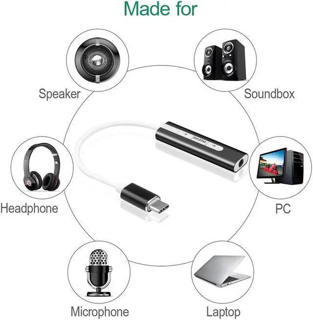 Alt view image 6 of 6 - External USB Sound Card USB C to 3.5mm Jack Audio Microphone Headphone Adapter for Macbook PC Laptop Sound Card