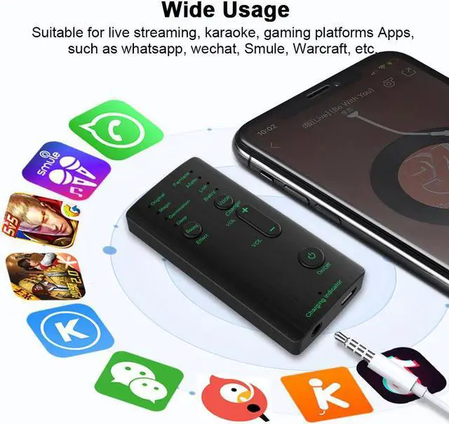 Alt view image 3 of 6 - Mobile Phone Voice Changer Portable Sound Card Anchor Live Karaoke Game Voice Changer Shout Mike Tool Microphone Voice Alter