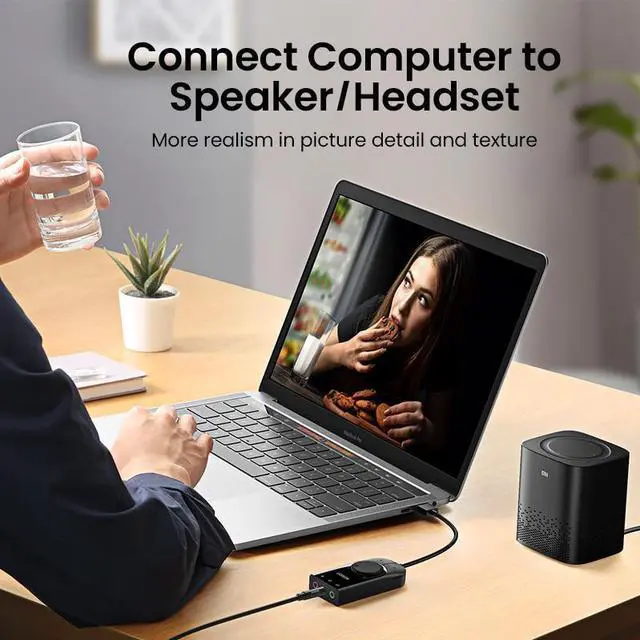 Alt view image 3 of 6 - Sound Card USB Audio Interface External 3.5mm Microphone Audio Adapter Soundcard for PC PS5 4 Headphone USB Sound Adapter