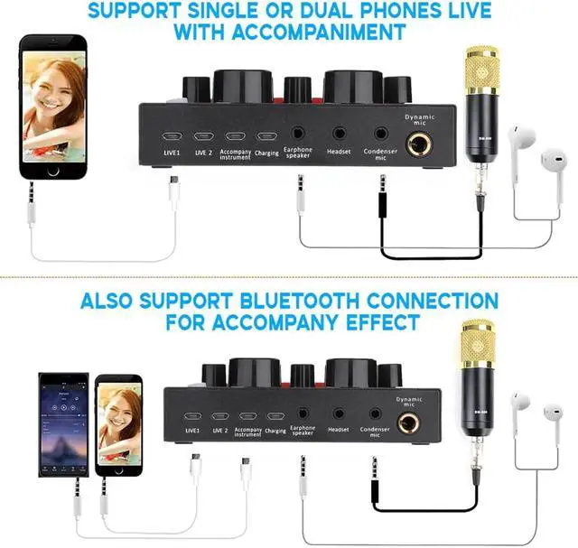 Alt view image 2 of 6 - V8 USB Audio Sound Card 5.0 Headset Microphone Webcast Live Sound Card 18 Sound Effects 6 Modes Sound Card For Phone Computer